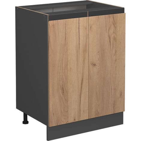 Küchenunterschrank R-Line, Goldkraft Eiche, 60 cm J-Shape, ohne Arbeitsplatte, Vicco