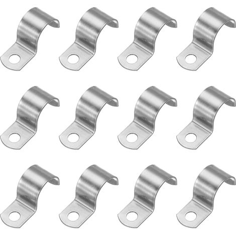 Collier rigide 22mm, 12 pièces en acier inox 304, attache à 1 trou épaisse pour fixation tuyau/câble/fil, support en U (7/8") (1/5)