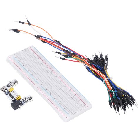 Steckbrett-Set Electric 830 mit Verbindungspunkten für Einsteiger, inklusive Netzteil und Jumperkabeln (12 V, Weiß) (1/5)