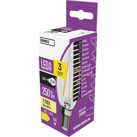 LED-Glühbirne Filament Kerze E14 WW neutralweiß 1,8 W (1/5)