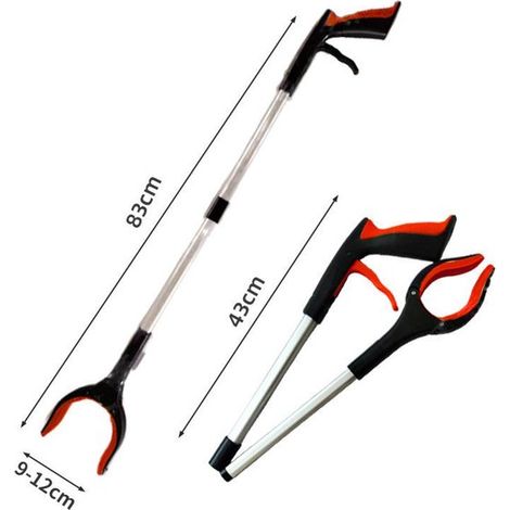 Pinza da giardino pieghevole, 83 cm - adatta per uso interno ed esterno, per raccogliere oggetti e rifiuti, pratica per anziani e persone con problemi alla schiena, rossa (1/5)