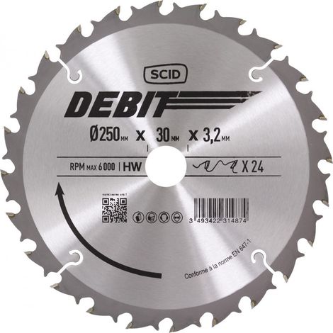 Cuchilla Tipo Rbk para Máquinas Estacionarias ø 250 mm 24 30 3,2