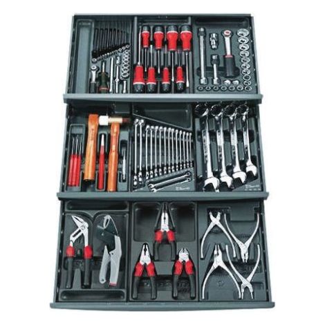 Facom – Composition de 101 outils – Module de servante – Système de rangement 9 modules pour 3 tiroirs – Compatible avec outils universels