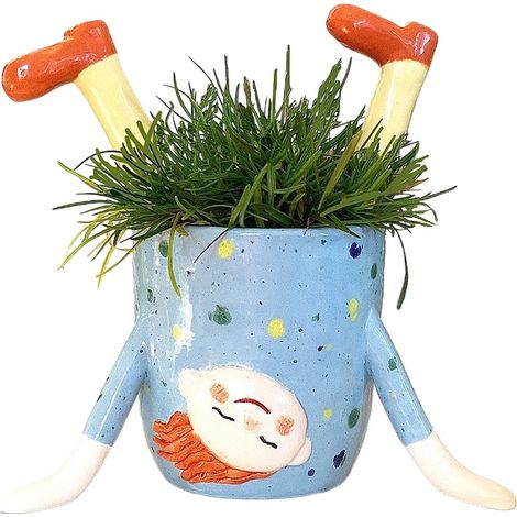 Pot de fleurs mignon en résine, pot de fleurs amusant pour plantes succulentes, décoration de bureau pour filles (1/4)