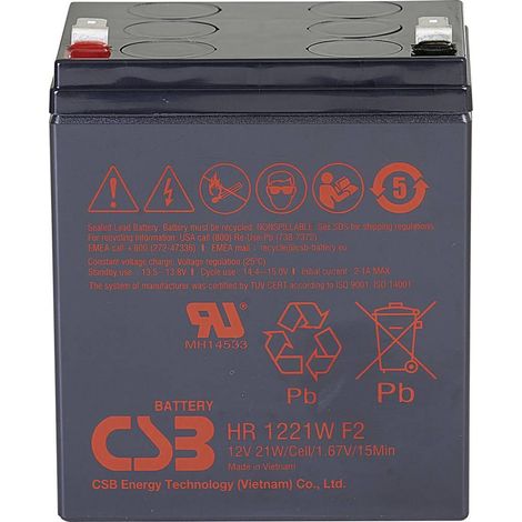 CSB Batterie HR 1221W AGM-Batterie 12 V 5 Ah schwarz