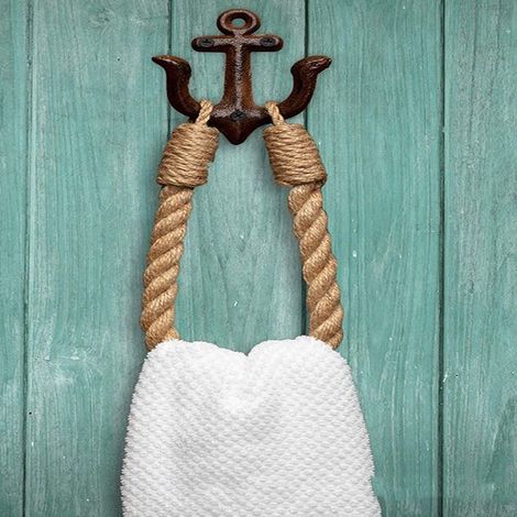 Hand Woven Bathroom Towel Rack, Wall Mounted Towel Rack, Hemp Rope Towel Rack Can Also Be Used For Toilet Paper Holder, Curtain Tiebacks,Brown (1/5)