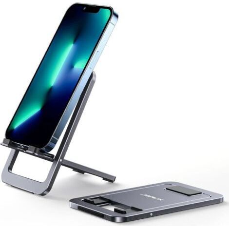 Adjustable foldable phone holder – Aluminum, stable, easy transport – Office or travel (1/5)