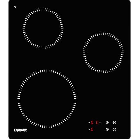 Table de cuisson à induction 3 feux Noir Encastrable 45 cm – Détecteur de casseroles – Programmation de fin de cuisson – Système de ventilation intelligent – Foster