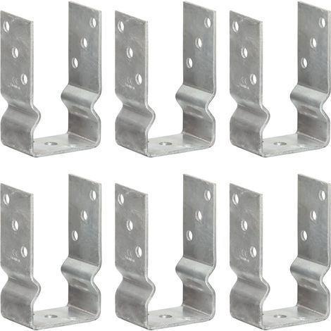 Supports de poteaux, lot de 6, argentés, 8×6×15 cm, acier galvanisé