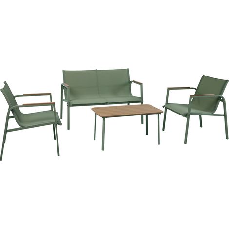 Conjunto de Jardín Verna con Sofá de 2 Plazas 2 Sillones y Mesa de Centro en Acero y Textilene 7house (1/2)