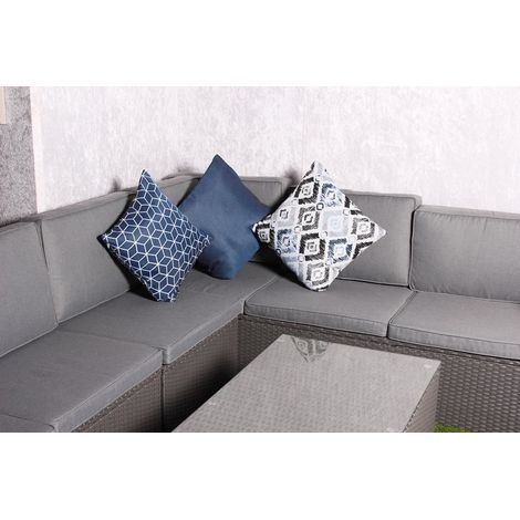 Plain Scatter Outdoor Cushion - Pack of 2 - Polyster - H10 x W45 x L45 cm - Blue (1/4)
