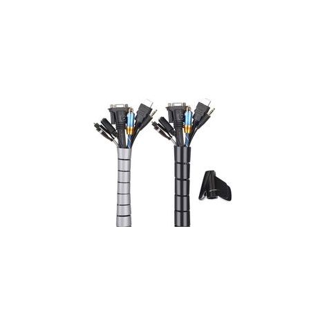 Cache Cable 2 Pack,Flexible Range Cable 2x5m PE Cable Rangement Organisateur de Cable pour Ranger ou Cacher les cables,Gaine pour cables(1.6cm ),Noir et Gris