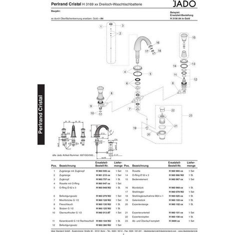 Ideal Standard h96060968a4 JA EmboutDO buccal bord perle, m24x1, or