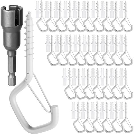 Lot de 50 Crochet, Acier Inoxydable, Verrou Sécurité, Revêtement Blanc, Intérieur Extérieur (1/5)
