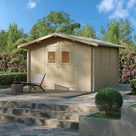 Casetta in legno da giardino Carlotta 3x3 m con Porta Doppia Finestrata - PAVIMENTO OPZIONALE (1/5)