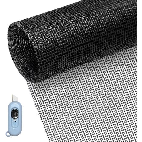 Moustiquaire en fibre de verre, 120 x 300 cm, vendue au mètre, pour fenêtres de bricolage, moustiquaire anti-chat, moustiquaire pour porte de balcon, puits de lumière (noir) (1/5)