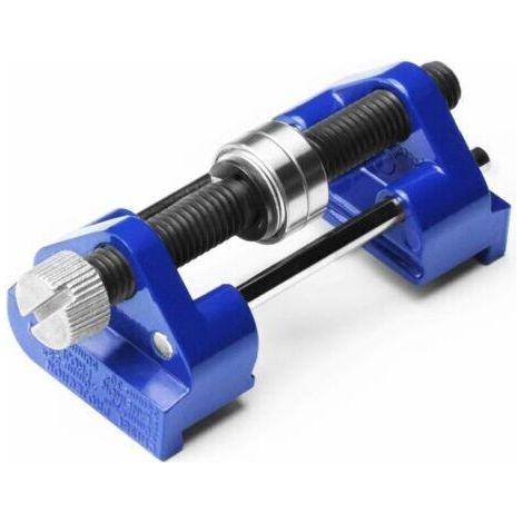 Schärfhilfe – Edelstahl – Seitliche Klemmung – Fester Winkel – Mit Rolle für Holzmeißel, Hobelmesser und Flachmeißel – Blau