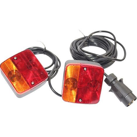 Trailer Tail Lights, 2 x 11 LED Rear Bulbs with 7.5m Cable, 7-Pin Connector, 12V Trailer Lighting Cable, Rear Brake Light - Integrated Screws (1/5)