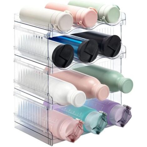 4 Niveaux Porte Bouteilles Empilable - Range-Bouteille pour Frigo Range Bouteille Vin pour Congélateur Placard Cuisine Bouteille Rangement Armoire Cuisine Organisateur pour comptoir