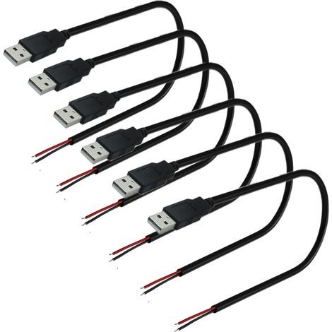 USB 2.0 Stecker, lötbarer USB-Stecker, blanker 2-poliger USB-Stecker, DIY-Anschlusskabel für installierte oder reparierte USB-Geräte (30 cm) (1/5)