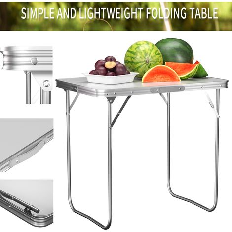 TABLE DE PIQUE-NIQUE PLIABLE DE 80 CM, TABLE DE CAMPING, TABLE D'EXTÉRIEUR BLANCHE, BUREAU PLIABLE ET PORTABLE