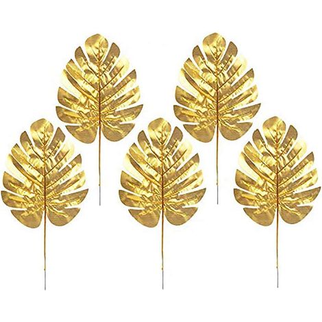 Lot de 20 feuilles de palmier artificielles dorées pour décoration de fête hawaïenne Luau