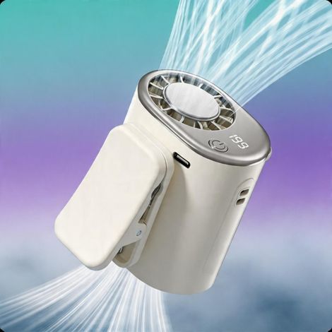 Ventilateur de voiture à pince avec écran, rotation à 360°, semi-refroidissement, chargement USB, ventilateur portatif sans pince (gris) (1/5)