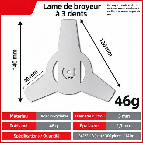 Lame de coupe-bordure, lame 3 dents pour batterie 46 g, lame 3 dents 46 g acier 45, 150mm, 5mm, 0,046, 15 × 15 × 0,1 cm, 55 g – Livraison gratuite