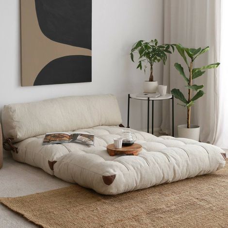Divano Letto 2 Posti Surigae, Contenitore, Reclinabile, Posti a Sedere 2, 120x75 cm Bianco Crema (1/5)