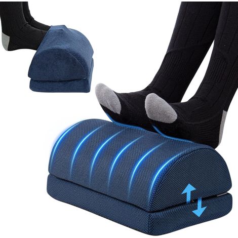 Reposapiés ergonómico para oficina, espuma viscoelástica, base antideslizante, funda lavable y transpirable.