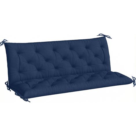 Outsunny 2/3 Seater Garden Bench Cushion Outdoor Seat Pad with Ties Blue