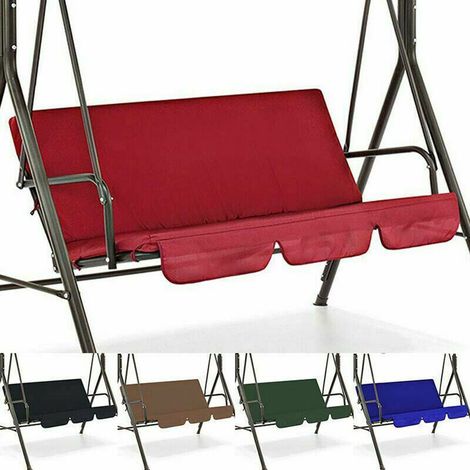 Housse de balançoire chaise imperméable pliable coussin patio jardin cour extérieur siège de remplacement (noir) (1/4)