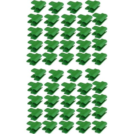 48er-Pack Schlauchschellen für Gartenschläuche, Gartenhausfolienzubehör, 16 mm Außendurchmesser, Pflanzenstäbe, Kunststoffclips für Gewächshäuser, Grün