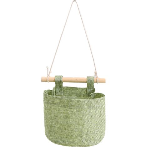 Sac De Rangement Mural - Barre En Bois Et Corde En Coton - Pour Porte Ou Mur - 5 Poches - Coton Lin (1/5)
