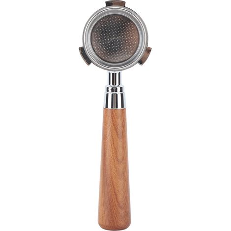 Porte-filtre sans fond 51 mm en alliage d'aluminium, 3 oreilles, avec poignée en bois, pour machine à café, marron foncé (1/5)