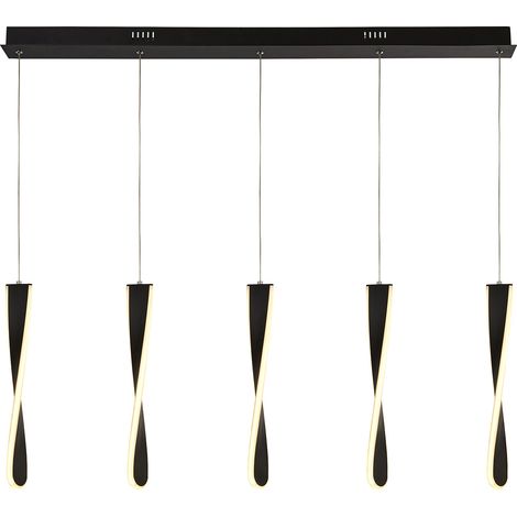 Lampadario Moderno Pagaia Acciaio Cromo Silicone Nero 5 Led 48W (1/5)