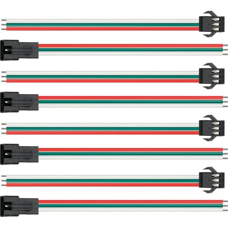 Paar 3-polige RGB-LED-Streifenverbinder für JST SM, 22AWG 15 cm Kabel mit 4 Steckern und 4 Buchsen, 3-poliger LED-Streifenverbinder kompatibel mit WS2812B, WS2811 und SK6812