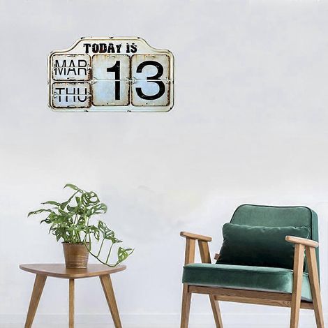 Calendrier perpétuel sur pied facilement ajustable, décoration rustique pour la maison ou le bureau (1/4)