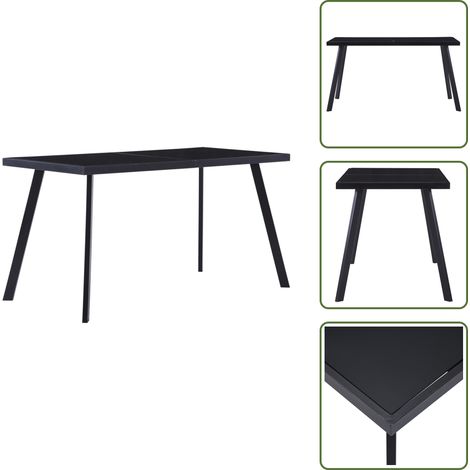 Table à manger Noir 140x70x75 cm Verre trempé - Table À Manger - Table Noire - Table Industrielle - Table En Verre Trempé - Table Extensible (1/5)