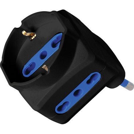 Alcapower Adattatore Salvaspazio 16A Presa Tripla Bipasso e Universale Colore Nero, Struttura Compatta per Prese Elettriche Standard Italia 3 Poli (1/3)