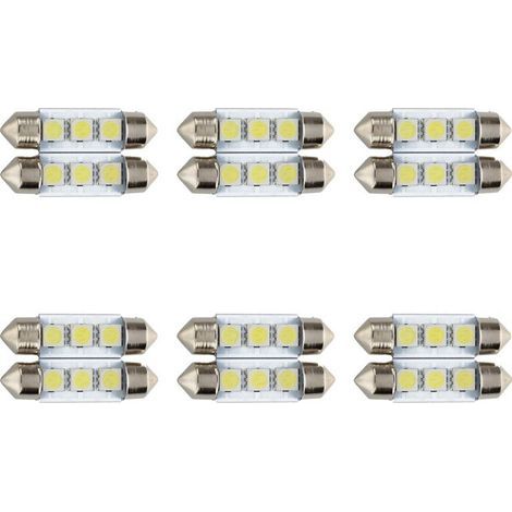 Convient aux ampoules à panneau plat blanc xénon 12 C5W 3 LED SMD 5050 36 mm, convient aux dômes, toits, feux de véhicules, etc. (1/3)