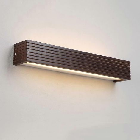 Wandleuchte aus Holz mit LED-Spiegelbeleuchtung, rechteckig, 55 cm, für Schminktisch und Wohnzimmer, 3000 K, modernes Design