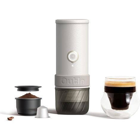 Machine à espresso électrique portable, Sandstone White  Autochauffage USB-C, format de poche pour voyage, camping et altitude (1/5)