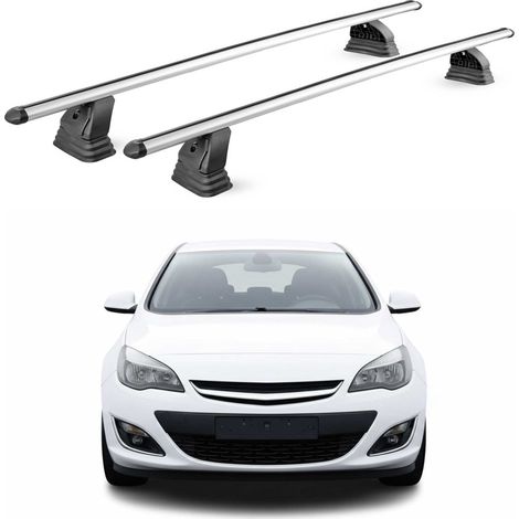 OMAC Barres de toit transversales en aluminium pour Opel Astra J HB Break Berline 2009-2015 – TÜV / DIN 75302:2019 – Antivol inclus – Charge max 75 kg – 2 barres – Gris (1/5)