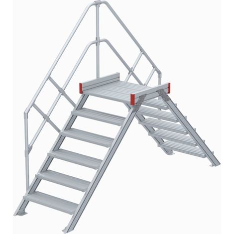 Euroline 512 Überstieg 45° 600mm Stufenbreite 2x6 Stufen Alu gerieft
