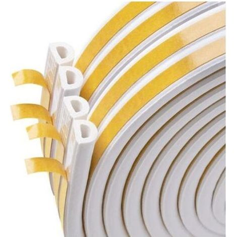 Pair 20 m Joint d'étanchéité autocollant en caoutchouc pour portes et fenêtres, Anti-collision,Bande d'isolation acoustique,Blanc (1/5)