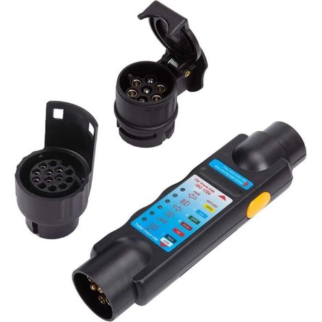 Testeur de voiture à 7 broches, testeur de remorque 12 V, outil de diagnostic de circuit de câblage d'éclairage à 7 broches (testeur de remorque à 7 broches + connecteur de convertisseur) (1/4)