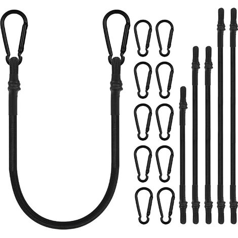 6 Piece Elastic Bungee Cord with Carabiner, 30 cm/60 cm/80 cm, Heavy Duty Bungee Cord, Rubber Bungee Cord with Carabiner for Camping, Tent, Garden, Tarpaulins, Luggage, Bike, Car and Motorcycles (1/5)