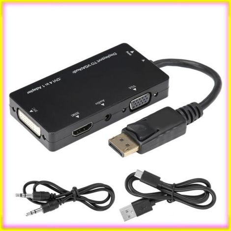 keenso adaptateur Displayport vers HDMI Câble Adaptateur 4 en 1 Displayport vers /VGA/DVI/Convertisseur informatique cable (1/5)
