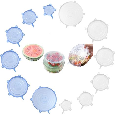 12 Pieces 6 Sizes Round Silicone Stretch Lids (1/5)